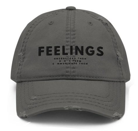 feelings grey distressed dad cap