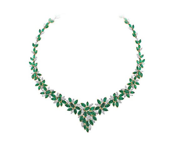 Emerald and gold necklace