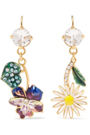 Miu Miu | Gold-tone, enamel and crystal earrings | NET-A-PORTER.COM