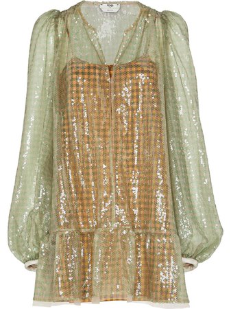 Fendi Overlay Sequin Vichy Dress - Farfetch