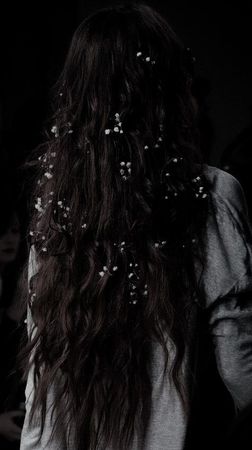 flowers in dark hair