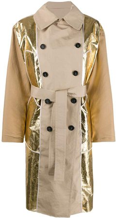 metallic panel trench coat