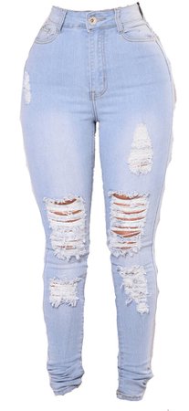 Light blue ripped jeans - Blue wash - Fashion Nova Jeans