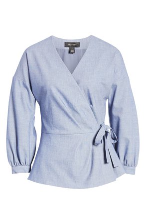 Halogen® Chambray Shirt Jacket (Regular & Petite) blue