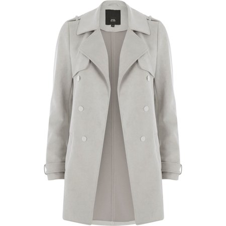 Grey faux suede longline fallaway jacket - Jackets - Coats & Jackets - women
