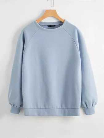 Solid Raglan Sleeve Pullover | SHEIN USA blue