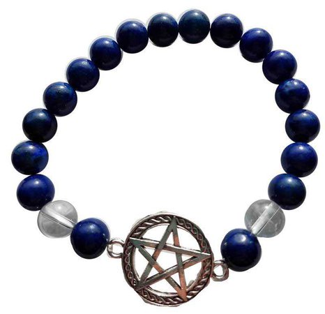 Lapis & quartz pentagram bracelet // goodgoth