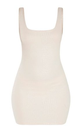 Nude Textured Croc Sleeveless Bodycon Dress | PrettyLittleThing