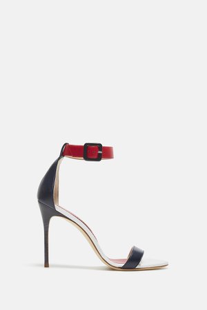Carolina Herrera, WHITE/NAVY BLUE/RED Napa leather sandals