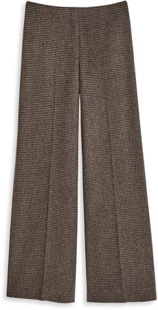 Wool Flannel Houndstooth Wide Pant