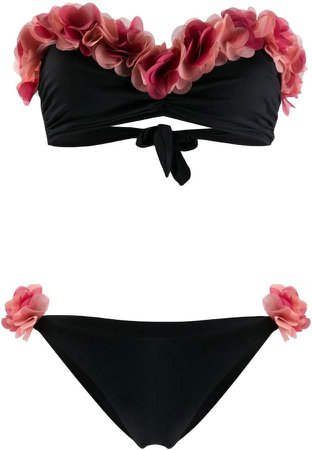 floral ruffle trim bikini