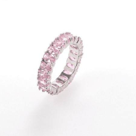 Mila Pink Crystals Silver Plated Ring – Lyna London