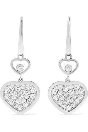 Chopard | Happy Hearts 18-karat white gold diamond earrings | NET-A-PORTER.COM
