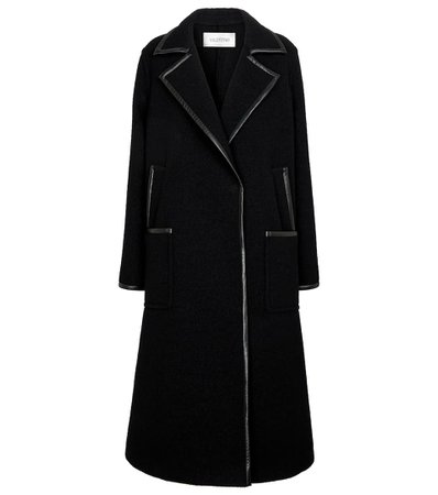 Valentino - Leather-trimmed wool-blend coat | Mytheresa