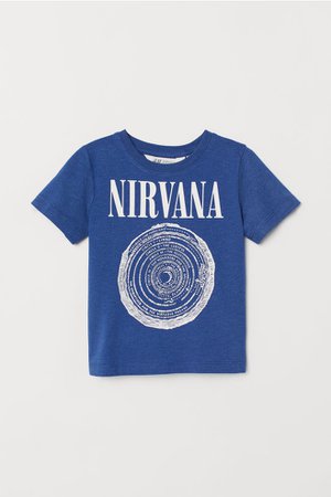 T-shirt with Printed Design - Blue melange/Nirvana - Kids | H&M US