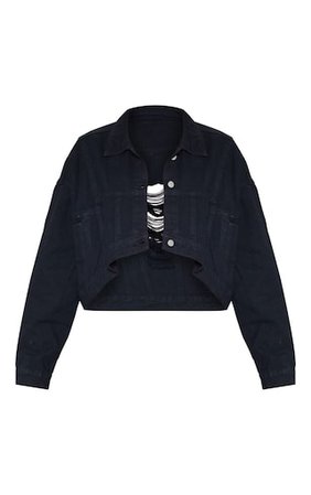 Black 4 Pocket Oversized Denim Jacket | Denim | PrettyLittleThing