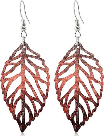Amazon.com: Handmade Bohemian Colorful Nature Wooden Leaf Dangle Drop Earrings Ethnic African Vintage Lightweight Boho Hollow Wood leaf Hook Earrings for Women Girls Unique Geometry Jewelry (Yellow 10): Clothing, Shoes & Jewelry