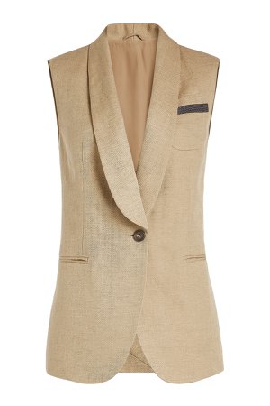Cotton-Linen Vest with Embellishment Gr. IT 44