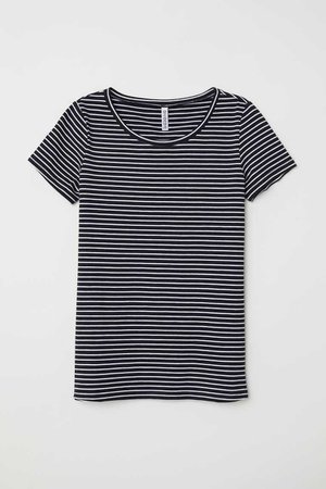 T-shirt - Black/white striped - Ladies | H&M US