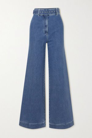 Mid denim Jada belted high-rise wide-leg jeans | Emilia Wickstead | NET-A-PORTER