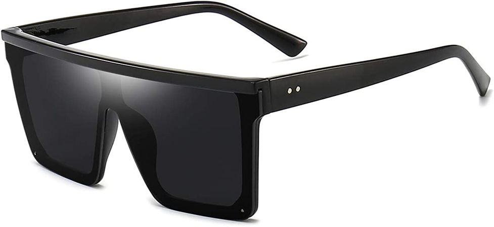 Amazon.com: Dollger Square Oversized Sunglasses for Women Men Trendy Fashion Flat Top Big Black Frame Shades Black : Clothing, Shoes & Jewelry