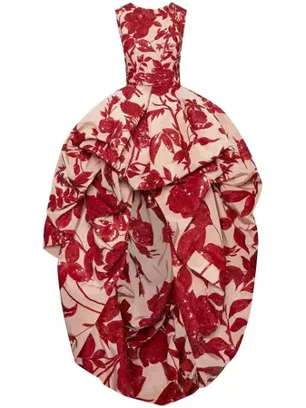 Oscar De La Renta floral-print high-low Gown