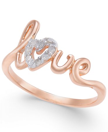 Macy's Diamond Love 14k Rose Gold Ring