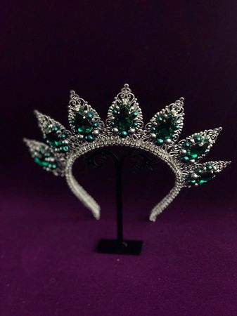 Silver Emerald Crown Bridal Swarovski Crystals Green Tiara | Etsy
