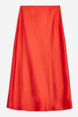 Red Satin Bias Midi Skirt | Topshop