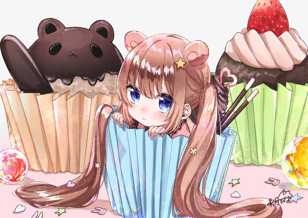 cakecup bear 🐻 cute anime girl