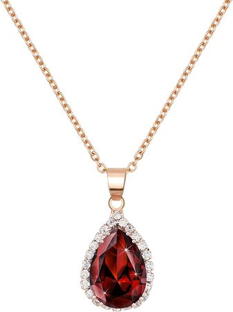 Amazon.com: Linawe Ruby Red Crystal Rose Gold Pendant Necklace for Women Wedding Bride Bridesmaid Costume Queen Burgundy Teardrop Diamond Cubic Zirconia Rhinestone Jewelry Set Gift for Mom Wife Her Girl Valentine : Clothing, Shoes & Jewelry