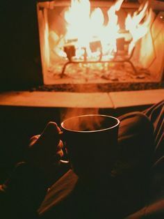 Cozy fireplace night