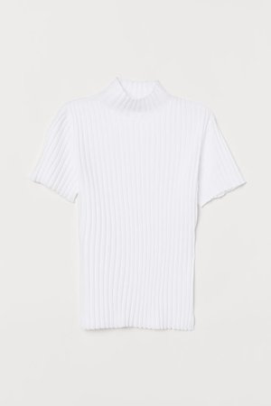 Short-sleeved Turtleneck Top - White - | H&M US