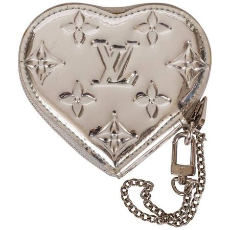 Louis Vuitton monogram silver heart coin purse