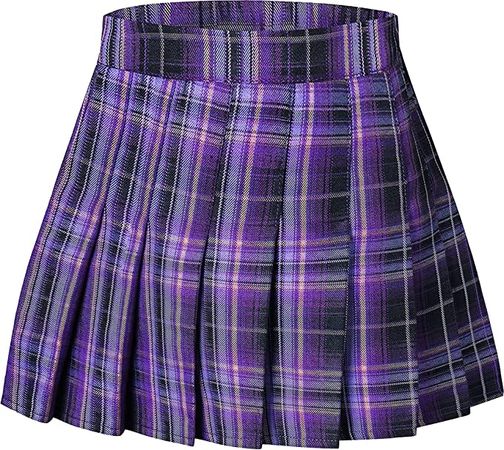 Amazon.com: Cromoncent Toddler Little & Big Girls' Pleated Skirt School Uniform Short Plaid Skirt Purple 2-3T : Clothing, Shoes & Jewelry