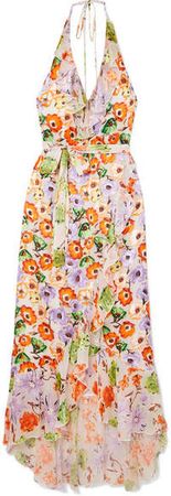 Alice Olivia - Evelia Ruffled Floral-print Georgette Dress - Orange