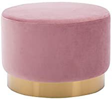 Amazon.com: DAGONHIL Modern Round Velvet Ottoman,Upholstered Sofa Stools with Gold Plating Base,Pack of 1,Pink: Kitchen & Dining