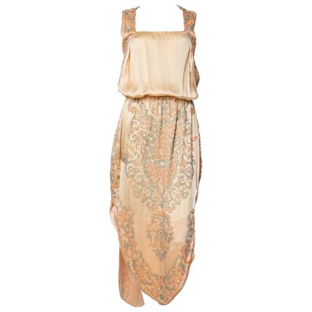 Late Edwardian Beaded Silk Dress For Sale at 1stdibs