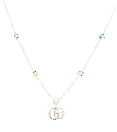 Gg Marmont Mother-Of-Pearl And Topaz-Embellished Sterling Silver Necklace - Gucci | Mytheresa