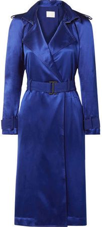 Belted Cutout Mulberry Silk-satin Dress - Royal blue