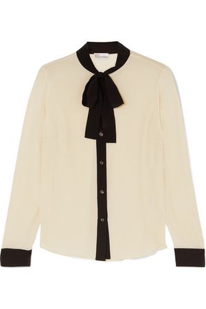 REDValentino | Pussy-bow silk-crepe blouse | NET-A-PORTER.COM