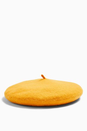 Mustard Plain Wool Blend Beret | Topshop orange