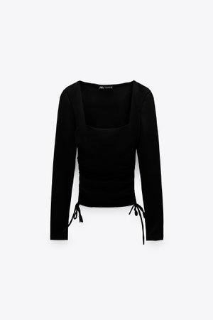 RUCHED STRETCHY TOP IN BLACK - ZARA