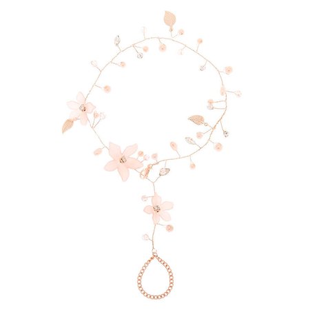 Rose Gold Frosted Flower Hand Chain - Pink | Claire's