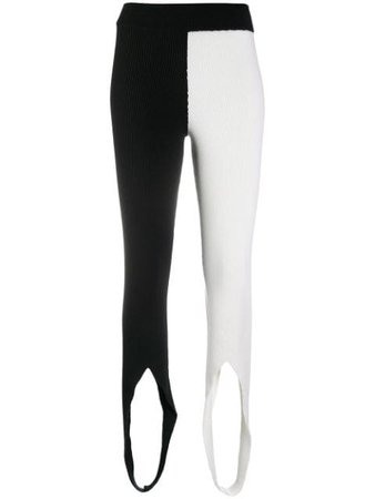 AMI AMALIA colour-block merino wool leggings black & white KNITTEDLEGGINGSAAKL7 - Farfetch