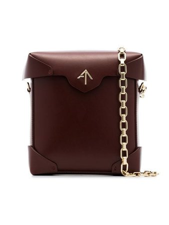 Manu Atelier reddish brown Mini Prisine leather chain strap shoulder bag
