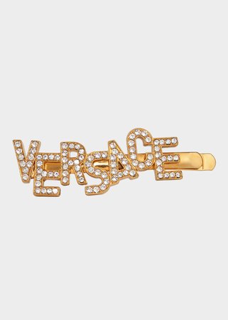 Versace Crystal Logo Left Hair Pin for Women | US Online Store