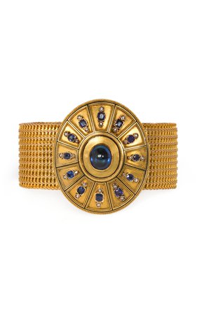 18k Antique Woven Yellow Gold Bracelet Set With Sapphires & Diamonds By Kentshire | Moda Operandi
