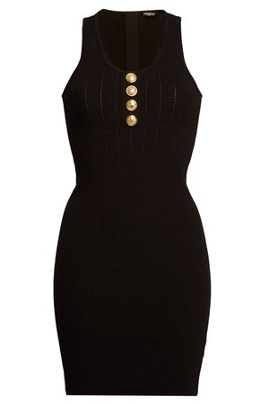 Balmain - Sleeveless Cocktail Dress with Embossed Buttons - black
