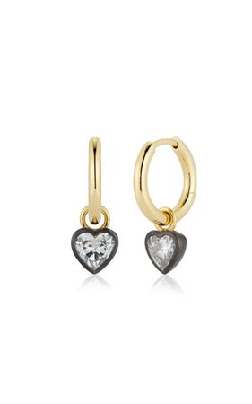 18k Yellow Gold Connexion Diamond Heart Huggies By Jemma Wynne | Moda Operandi